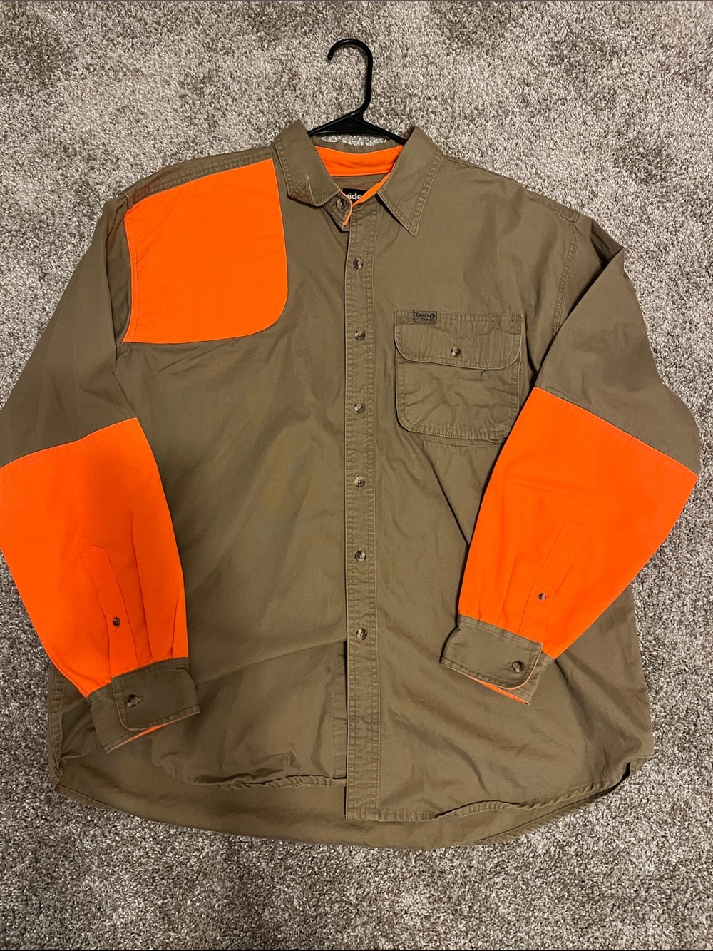 Men's Guide Series khaki and orange Hunting Shirt/Jacket size XL in EUC